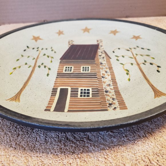 Primitive Country Farm 11.5" Wood Plate Cabin - Picture 2 of 9